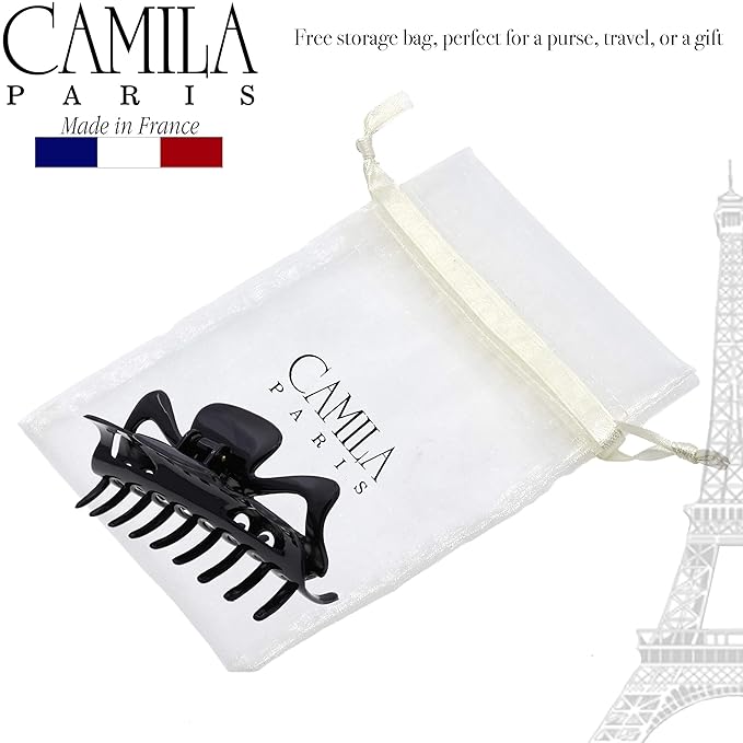 Camila Paris CP3028 French Large Hair Clips for Women Thick Hair for Long Curly Wavy Hair, Girls Hair Claw Clip, Durable Styling Big Claw Clip for Thick Hair, Strong Hold No Slip Grip, Made in France