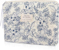 Floral Makeup Bag, Small Cosmetic Bag for Women Girls, Cute Cotton Makeup Bag, Quilted Makeup Bags, Flower Travel Toiletry Organizer Bag(Navy Blue)