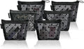 Mini Mesh Heart Makeup Bag Set, Mesh Cosmetic Bags with Zipper, Makeup Lipstick Cosmetic Accessories Organizer Bag, Mesh Pouch for Travel (Black-6pcs)