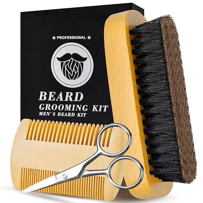 Fathers Day Dad Gifts Beard Brush for Men Him Boyfriend Husband from Wife Mustache Christmas Stocking Stuffers Anniversary Birthday Valentines Day Father's Day