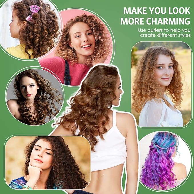 Syhood 30 Pcs Flexible Curling Rods 9.45 Twist Foam Rollers Soft Foam No Heat Hair Rods Rollers and 1 Steel Pintail Comb Rat Tail Comb for Women Long Short Hair(Green,9.45 x 0.79 Inch)