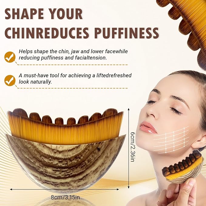 Lymphatic Contour face Brush and Jade Stone guasha Tool for face,Dry Lymphatic Drainage Massager,Ergonomically Designed to Fit The Skin Precisely and Relieve Fatigue