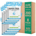 8 Pack Disposable Rinse Free Bath Sponges, No Rinse Bathing Wipes for Adults, Soap Infused Dry Shower Wipes for Elderly, Bedridden, Camping, Post Surgery(200PCS)