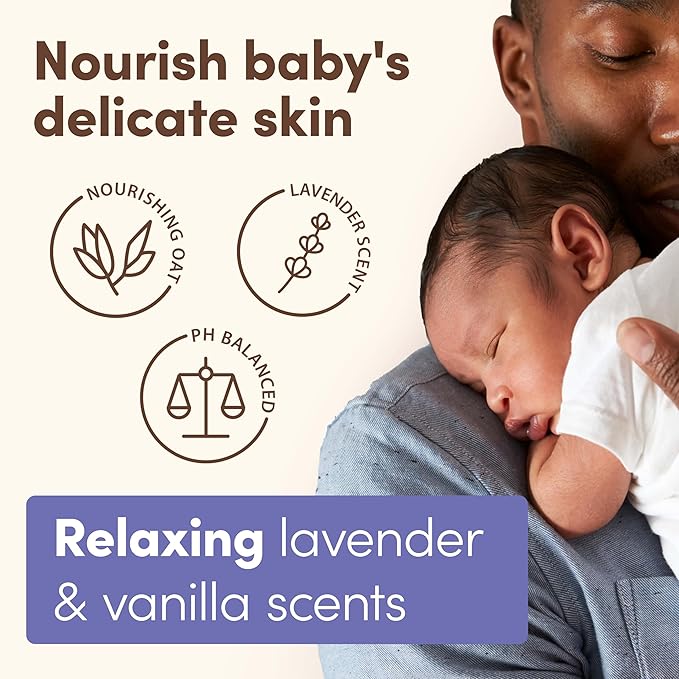 Aveeno Baby Calming Comfort Moisturizing Body Lotion with Relaxing Lavender & Vanilla Scents, Non-Greasy Baby Lotion, Natural Oatmeal & Dimethicone, Paraben- & Phthalate-Free, 8 fl. oz