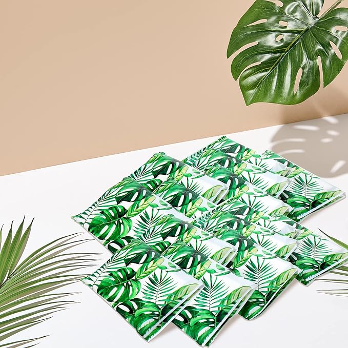 Geyee 50 Packs Tissue Travel Size Facial Paper Napkins Travel Packs Disposable Pocket Tissues for Wedding Guest Traveling School Purse Home Supplies, 500 Sheets 3 Ply(Palm Leaves)