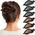 6 PCS Large Flat Hair Clips for Women, French Concord Lay Down Flat Claw Clips for Thick Thin Hair, Comfortable Curved Hair Clip, Matte Non-slip Strong Hold Hair Accessories, Tortoise & Black