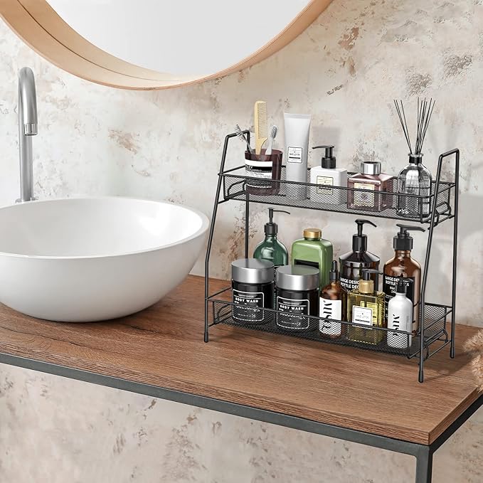 Spice Rack Organizer for Cabinet, Bathroom Organizer Countertop, Bathroom Counter Organizer, Kitchen Countertop Organizer, Bathroom Vanity Organizer (Pack of 2)