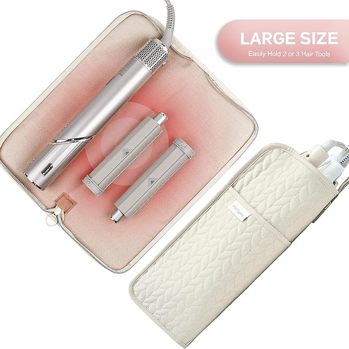 Hot Tools Organizer Heat Resistant Mat Case Hair Tools Holder Travel Bag Portable Hair Styling Tools Cover Pouch for Curling Iron,Flat Iron,Hair Straightener (Beige)