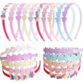 Fishdown Headband for Kids Girls, 10Pcs Rainbow Glitter Hairband for Toddler Heart Rainbow Star Non-slip Headbands with Teeth