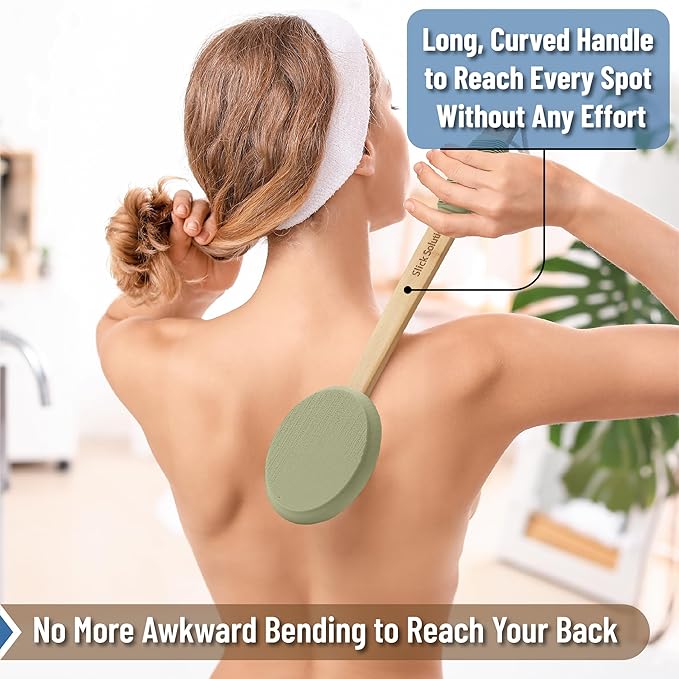 Slick- Lotion Applicator, 17 Inch, Olive Green, Back Applicator Lotion, Certified Organic, Easy Reach Washable, Self Tanner for All Skin Tone
