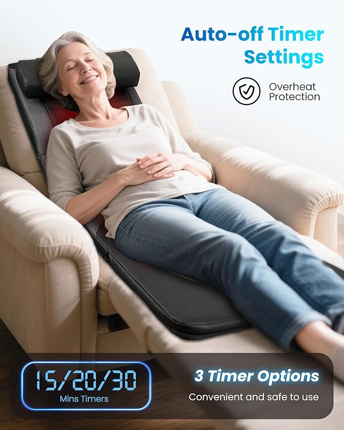 COMFIER FSA Full Body Massage Mat with Heat, HSA Eligible Shiatsu Back Massager for Pain Relief Deep Tissue Kneading & Vibration Heating Chair Massage Pad for Recliner, Sofa, Bed, Gifts for Mom Dad