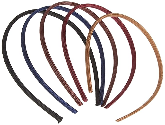 GOODY Ouchless Shoestring Headbands, 5 Ct, Assorted Colors, Stylish & Lightweight Thin, Damage-Free Fabric Headbands for Women & Men, All-Day Comfort, For All Occasions, All Hair Types (Pack of 2)