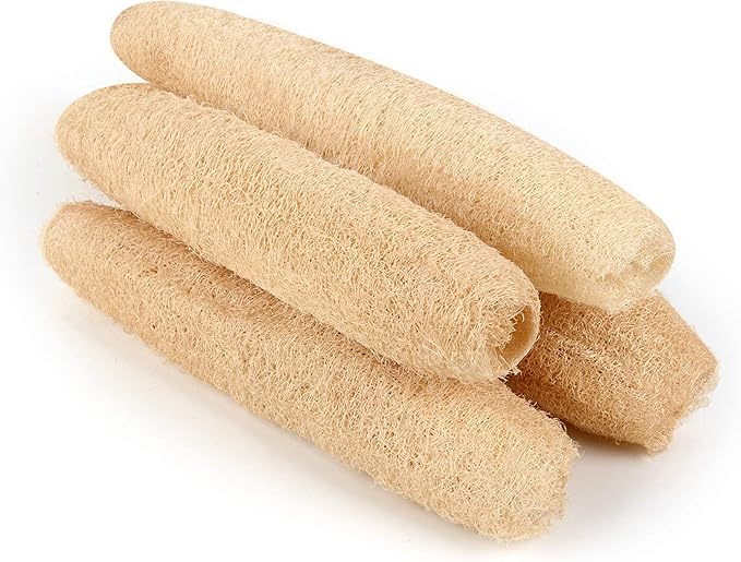 Natural Loofah Sponges Organic Luffa Bath Shower Sponge Exfoliating Body Back Scrubber for Men Women Adults SPA Beauty Bathing Daily Care - 4 PCS