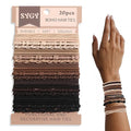 20 PCS Boho Hair Ties Bracelets, No-Damage Hair Elastics for Thick/Thin Hair, 4 Styles 2.36" Braided Ponytail Holders with Gifts Box, Brown