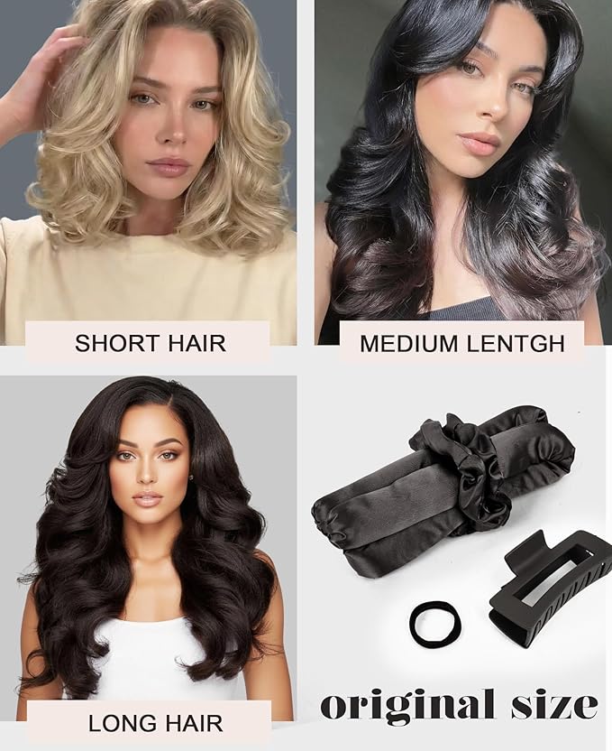 Heatless Curls Overnight No Heat Flexi Rods Large Jumbo Hair Rollers Curlers to Sleep In for Long Hair, Soft Satin Heatless Curling Rod Set for Women Beauty Curly Hair Styling Tools Accessories