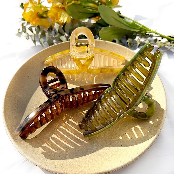 Big Butterfly Hair Claw Clips - 5.1" Acetate Jelly Clips for Women, Larger Size Hair Accessories for Long Thick Hair, 3 Pcs