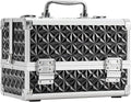 Leeora&Leekoo Makeup Train Case with Lighted Mirror,Portable Makeup Box Organizer (Black)