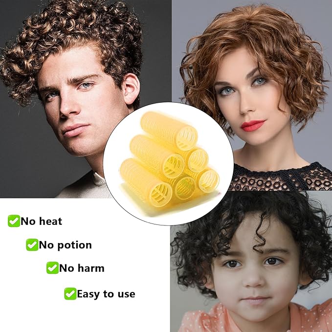ZMD 18Pcs Self Grip Small Hair Curlers, Plastic Heatless Salon Dressing Rollers DIY Curly Hair Accessories for Women Girls Short Medium Hair (0.8 x 2.4 Inch)