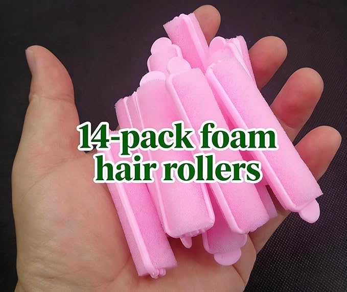 14-Pack Foam Sponge Hair Rollers 2.4 Inch Hair Curlers to Sleep In Soft Sleep Rollers Hair Curlers for Curls Style Heatless Hair Curler