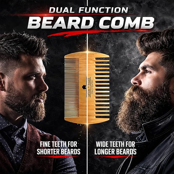 Beard Brush, Beard Comb, Beard Oil, & Beard Balm Grooming Kit for Men's Care, Travel Facial Hair Set for Growth, Styling, Shine & Softness, Great Gifts for Him, Fathers Day, Dad Gifts