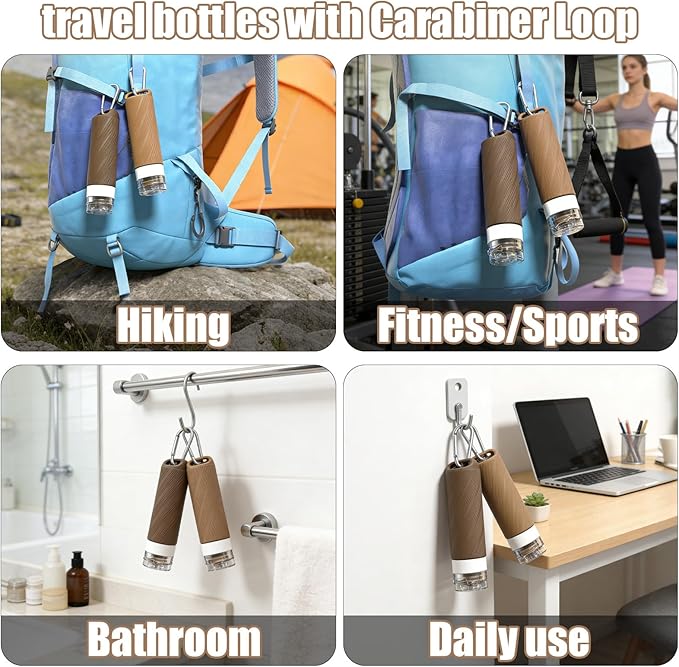 26 Pieces Travel Size Toiletries Bottles Set, Tsa Approved Leakproof Refillable Travel Bottles with Hanging hole design, Silicone Material, Suitable for Shampoo, Conditioner, and Body Lotion
