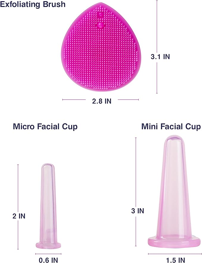 Cupping Therapy Sets - Face Cupping Set - Double Chin Reducer - Facial Cupping System - Silicone Massage Cups - Cupping for Cellulite Kit - Ideal to Shape Your Cheeks and Chin - by Sandine (Pink)