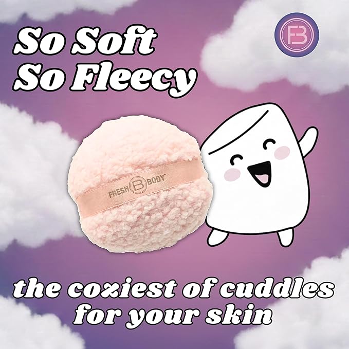 Fresh Puff, XL Powder Puff for Body Powder Applicator, (5" x 3") with Storage Box - Powder Sold Separately