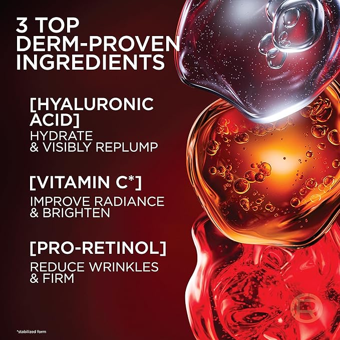 L'Oreal Paris Revitalift Triple Power Anti-Aging Face Moisturizer, Pro Retinol, Hyaluronic Acid & Vitamin C, Reduce Wrinkles, Fragrance Free 1.7 Oz