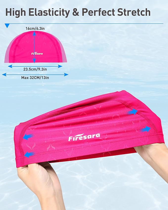 Firesara Fishtail Fabric Swim Cap for Men Women, Breathable High Elasticity Swimming Cap Hair Protection Quick Dry Soft for Long Hair Short Hair, Kids Boys and Girls