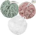 Loofah Charcoal Bath Shower Sponge Body Scrubber,75g Exfoliate Mesh Pouf Shower Bouquet,3 Pack Large Bath Sponge for Women and Men（White Pink Green）