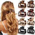 8 PCS Medium Hair Clips for Women Girls - 2 Styles Rectangle Small Claw Clips for Thin Thick Curly Hair, Strong Hold Non-Slip Jaw Clip, Leopard Print Stylish Glossy Hair Accessories, Tortoise