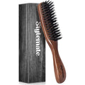 Hair Brush for Men, Mens Slick Back Hair Brush with Stiff Nylon Bristles & Wooden Walnut Handle for Thick & Fine Hair Smoothing, Detangling, Styling, Beard Straightens