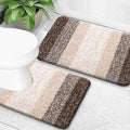 OLANLY Bathroom Rug Set 2 Piece, Soft Absorbent Microfiber Bath Mats and U-Shaped Contour Toilet Rug, Non-Slip, Machine Wash Dry, Plush Shaggy Bath Mats for Bathroom (30"x20"+24"x20", Light Brown)