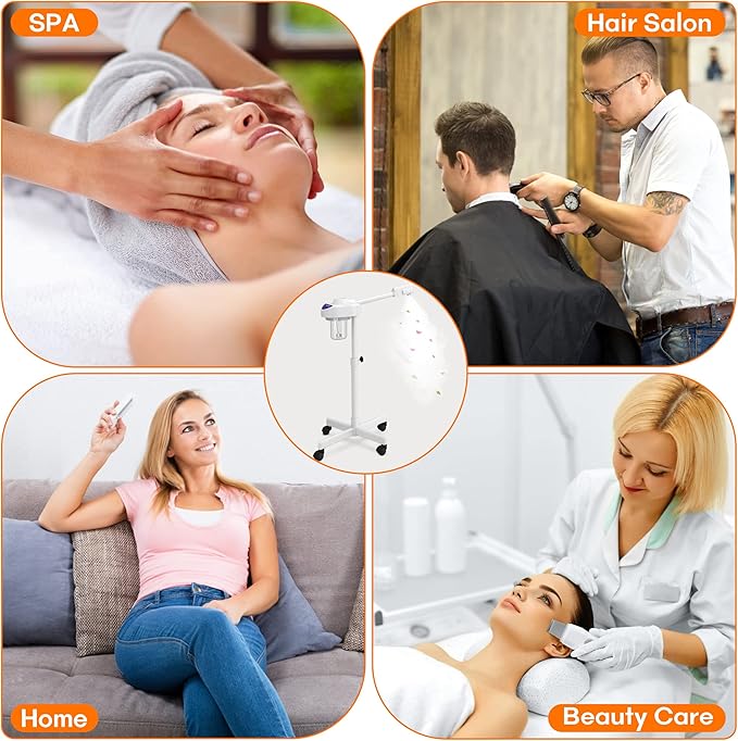 Kingsteam Professional Nano Ionic Facial Steamer on Wheels with Ozone Function, Standing Face Steamer for Deep Pore Care, Hydration, Home Spa & Salon Use