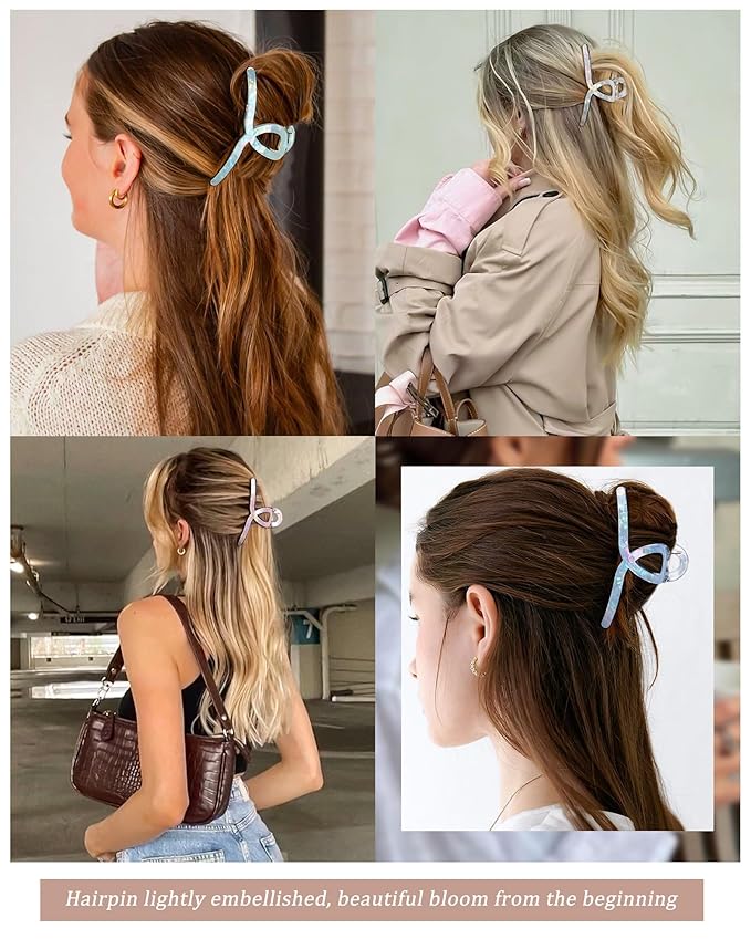 Molans 5Inch Large Hair Claw Clips 4 PCS for Women - Acrylic Hair Accessories for Thick Hair and Long Hair, Big Strong Durable Hair Applique, Oversized Non-slip Rectangle Butterfly Jaw Hair Clips
