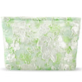 ZLFSRQ Flower Makeup Bag for Women Girls Teens Travel Cute Floral Cosmetic Bags Large Zipper Cosmetic Pouch for Purse Portable Toiletry Bag Aesthetic Embossed Green Makeup Brushes Storage Organizer