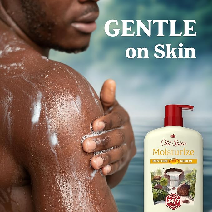 Old Spice Cleansing Body Wash for Men, 24/7 Shower Fresh with Lasting Scent, Restore & Renew, Gentle on Skin, Vitamin B3, Moisturize with Shea Butter Scent, 30 oz (Pack of 4)