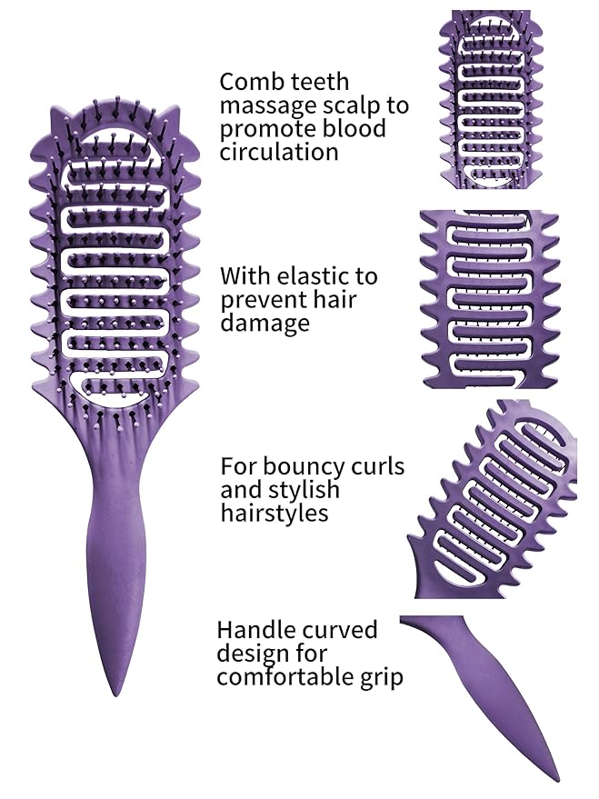 Curl Defining Brush,2025 Vented Hair Brush For Detangling Styling,For Curly Hair Wet,Shaping And Defining Curls For Women Gift For Women Less Pulling(purple)