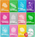 12 Pack Collagen Hydrating Face Masks Skincare, Sheet Face Mask for All Skin Types, Facial Masks Set for Women Skin Care, Face Mask Bulk Spa Gifts for Women