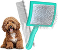 Slicker Brush for Dogs, Large Dog Brush to Long Haired Dogs for Poodles Doodles Goldendoodles Bernedoodles, Long Pin Grooming Kits to Dematting & Reducing Tangles and Fluff, Green