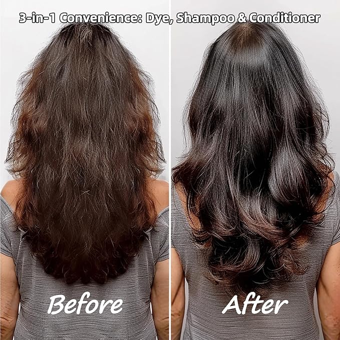 Instant Hair Dye Shampoo Ampoule, Permanent Hair Color Dye - Paraben-Free, 5-Minute Easy and Fast Coloring, Keratin & Collagen, Made in Korea (Dark Brown)