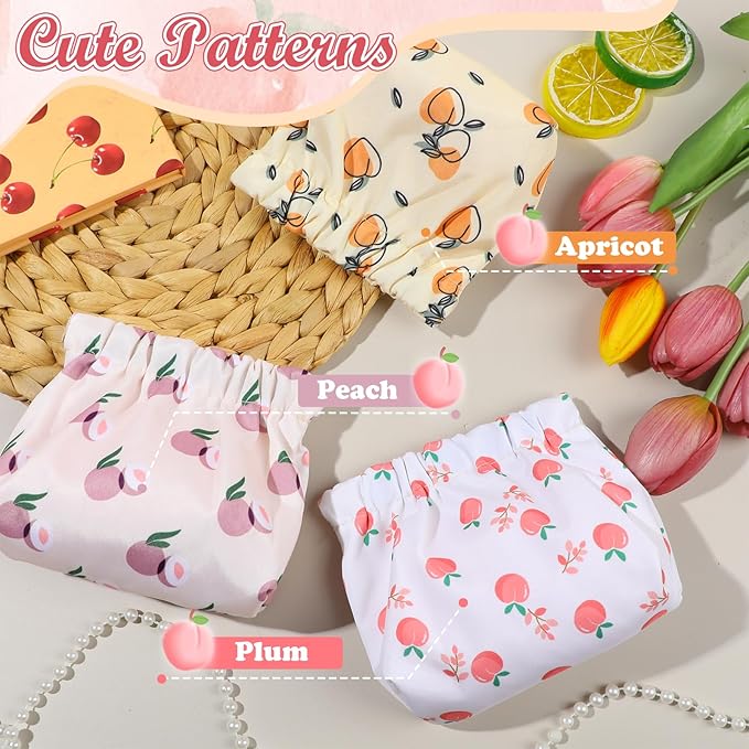 ISKYBOB 3PCS Pocket Cosmetic Bag Squeeze Top, Small Makeup Bag for Purse Portable Mini Coin Change Purse Self-Closing Cosmetic Purse Small Leather Makeup Lipstick Organizer Pouches (Flower)