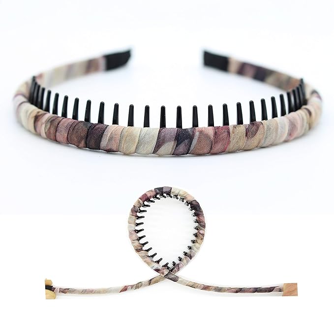 4-Pack Multi-colored Resin Teeth Hair Hoop Non-slip Comfortable Women's/Girls Fashion Headbands