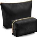 Kigeli 2 Pcs Nylon Makeup Bag Set for Women Wedding Favors Cosmetic Bag with Interior Pockets Preppy Cute Purse Pouch Pencil Case Makeup Brushes Storage Organizer for Travel Toiletry Bags(Black)