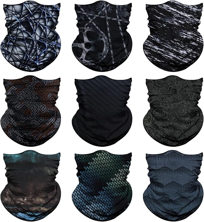 Venswell Neck Gaiter Face Mask Men Women,Seamless Bandana Rave Face Cover Scarf Mask,Balaclava,Headband, Head Wrap,Headwear