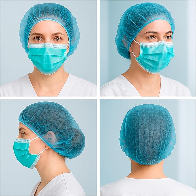 TaShow 120 Pcs Disposable Bouffant Caps, 21 Inches Hair Nets for Women and Men, Polypropylene Non-Woven Hair Nets