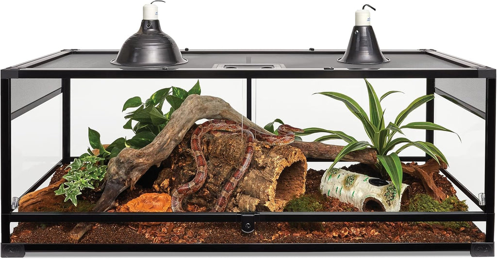 Zilla QuickBuild Reptile 65 Gallon Glass Terrarium Habitat with Sliding Door For Geckos, Snakes, Lizards, Frogs, Turtles, and Tortoises, 48" x 18" x 18"