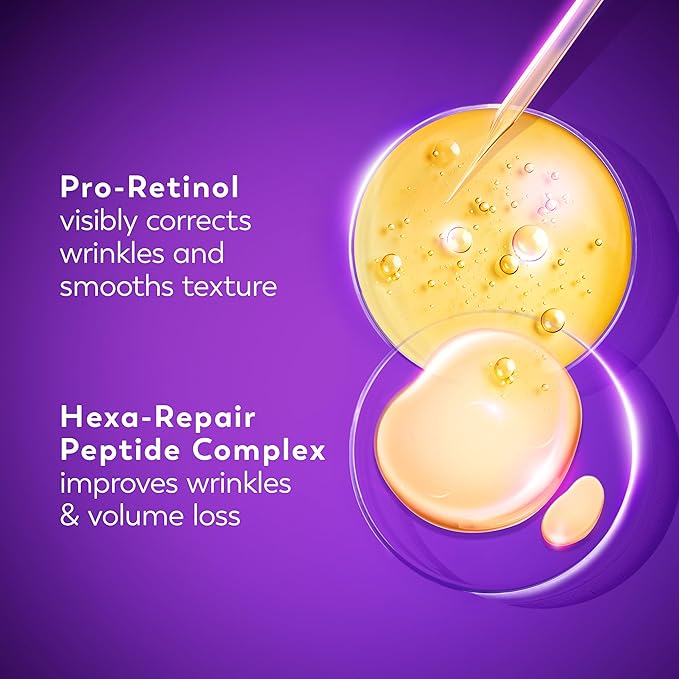 Olay Regenerist Resurfacing Retinol Serum, Renew, Anti-Wrinkle Serum for Women, Anti-Aging Skin Care, Advanced Night Repair, Fragrance-Free, Hexa-Repair Peptide & Pro-Retinol, 1.0oz