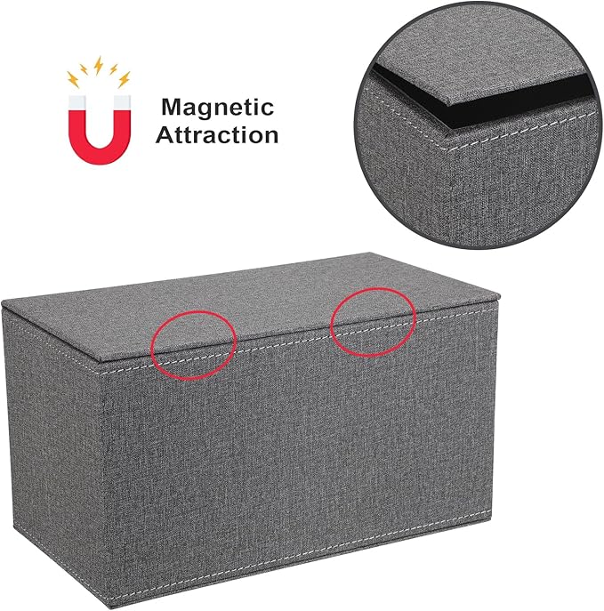 Sumnacon Tissue Box Cover Rectangular Tissue Box Holder Linen Tissue Box with Magnetic Bottom Decorative Grey Tissue Box for Bathroom Toilet Living Room Table Desk Office Car, Large