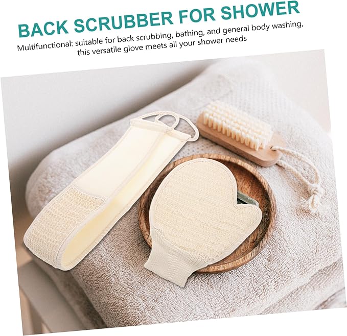 VICASKY Cotton Bath Gloves Back Scrubber Straps Exfoliating Gloves for Shower Women Men Body Cleaning Tool for Home and Travel